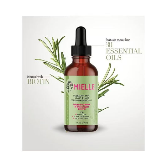 MIELLE Rosemary Mint Scalp & Hair Strengthening Oil Infused W/Biotin & Encourages Growth 59ml